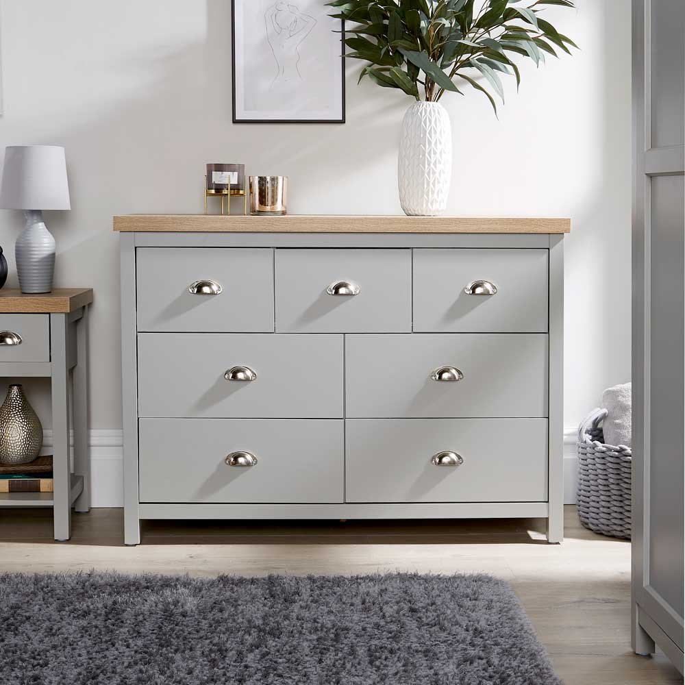 Home Source Avon 7 Drawer Chest - Grey