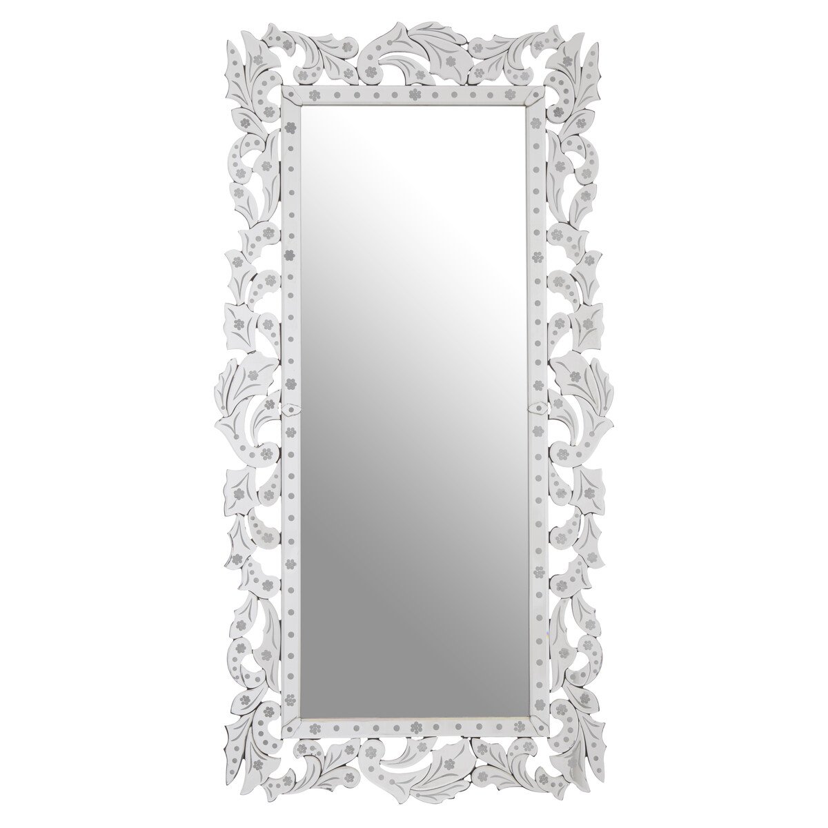 Orsina Geonna Etched Frame Full Length Wall Mirror – Silver