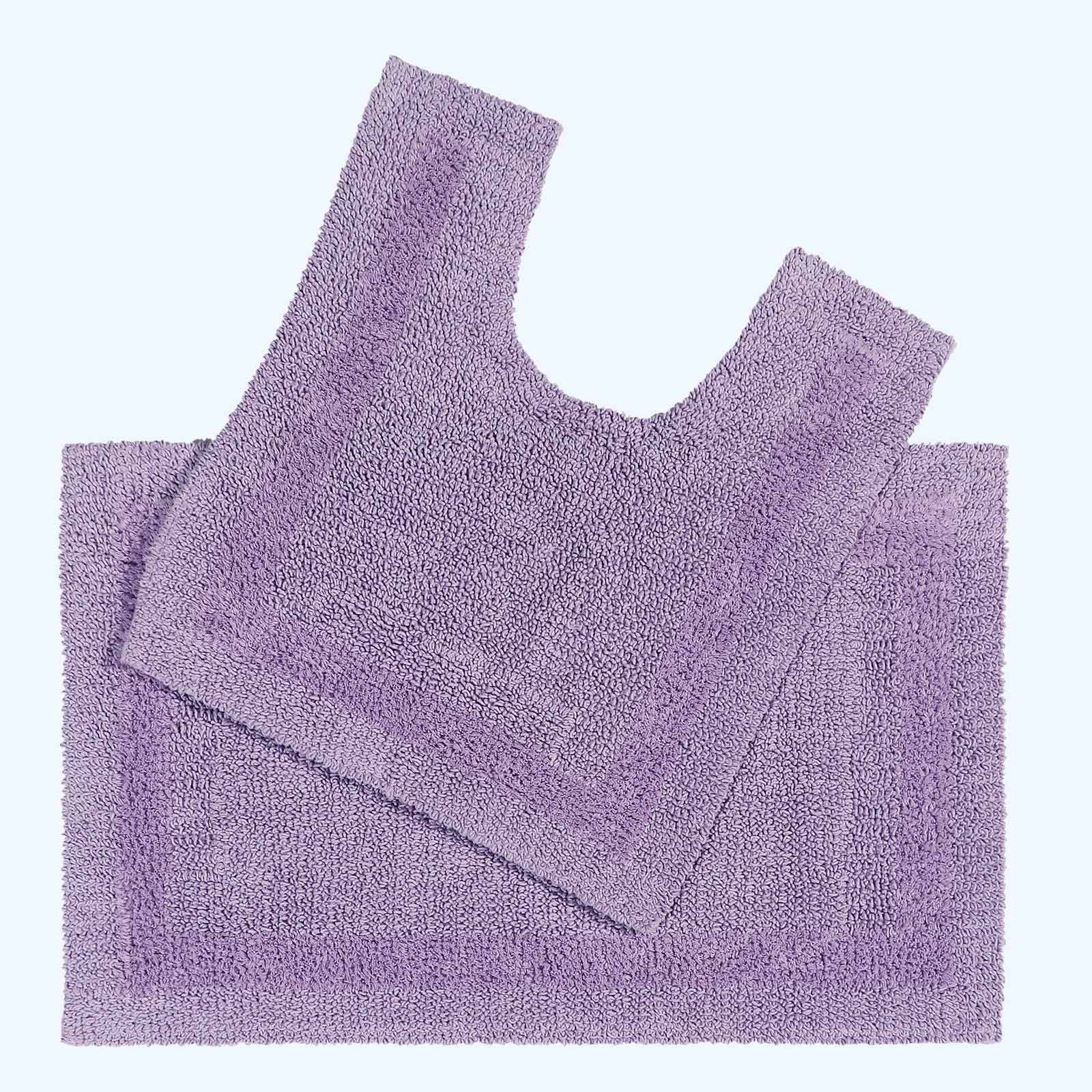 Homescapes Reversible Cotton 2 Piece Bath Mat Set - Lilac