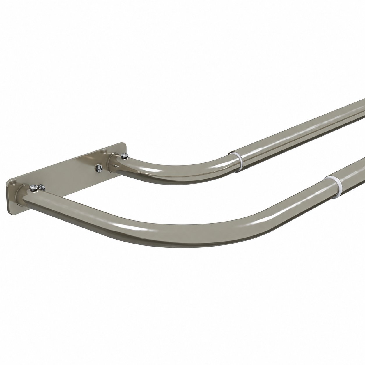 New Edge Blinds 19-22mm Silver Room Darkening Dual Curtain Pole - 130cm - 210cm