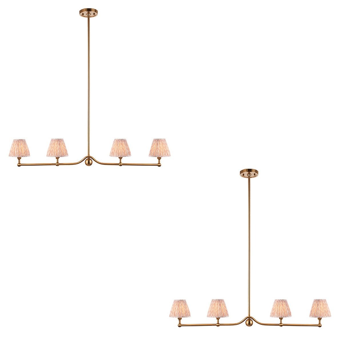 Loops Direct Set of 2 4-Light Pendant - Brushed Aged Brass and Peachy Keen