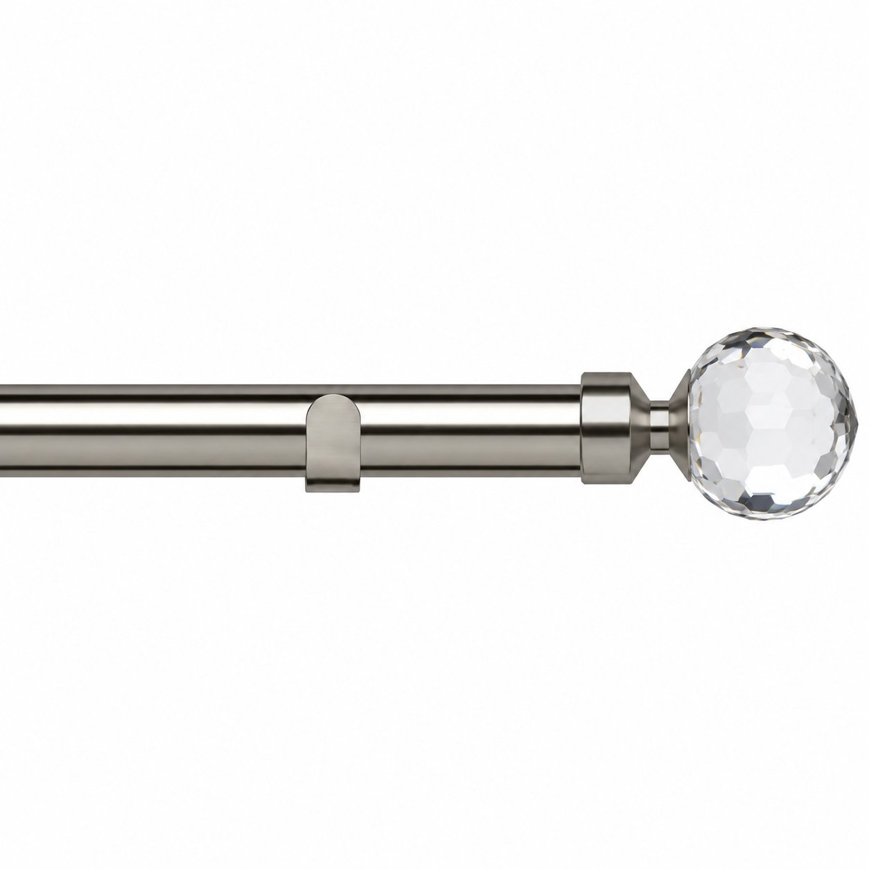 New Edge Blinds 28mm Satin Silver Crystal Fixed Eyelet Curtain Pole - 220cm