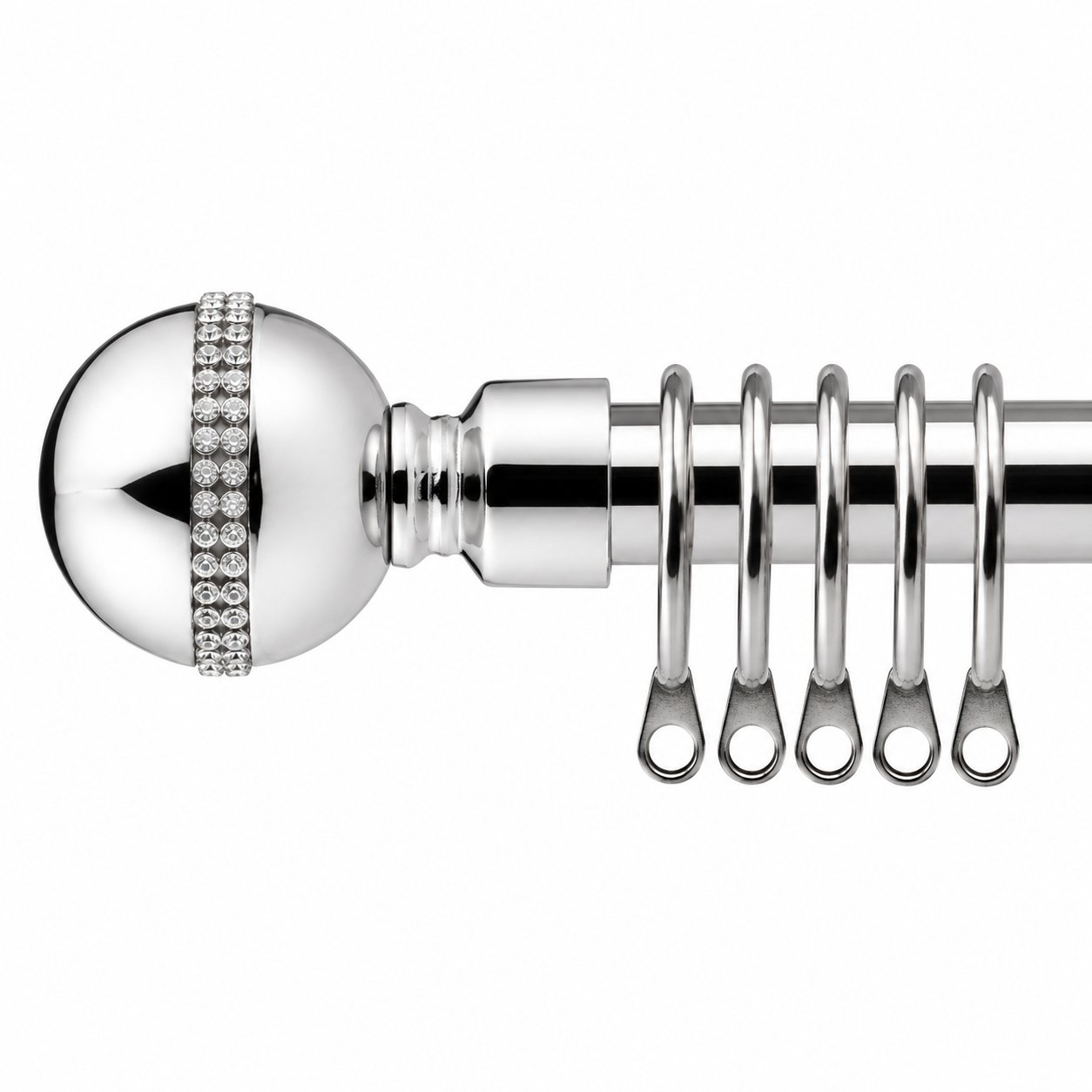 New Edge Blinds 16-19mm Chrome Jewel Extendable Curtain Pole - 160cm - 300cm