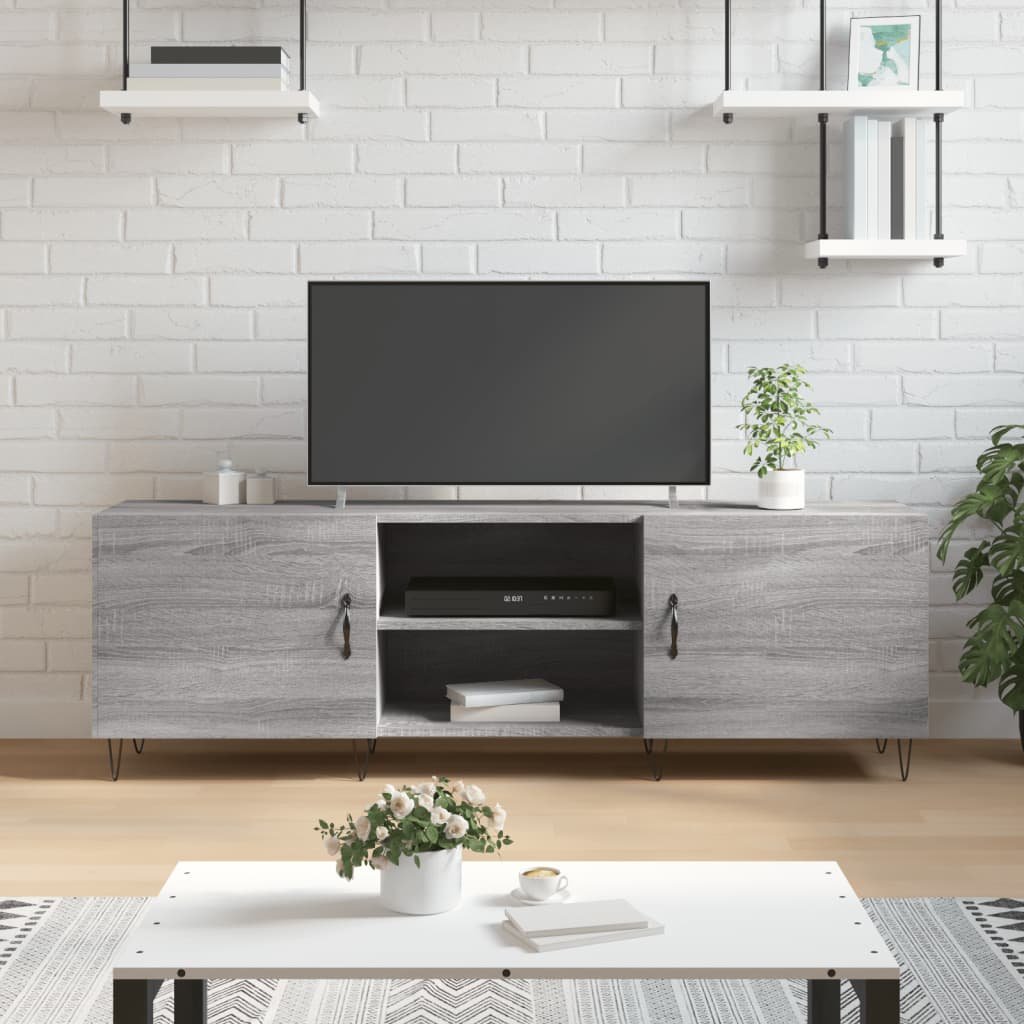 Walplus Engineered Wood TV Cabinet - Grey and Oak - 150 x 30 x 50 cm