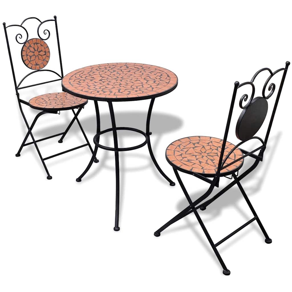 Walplus 3 Piece Iron Bistro Set - Brown - 60 x 70 cm