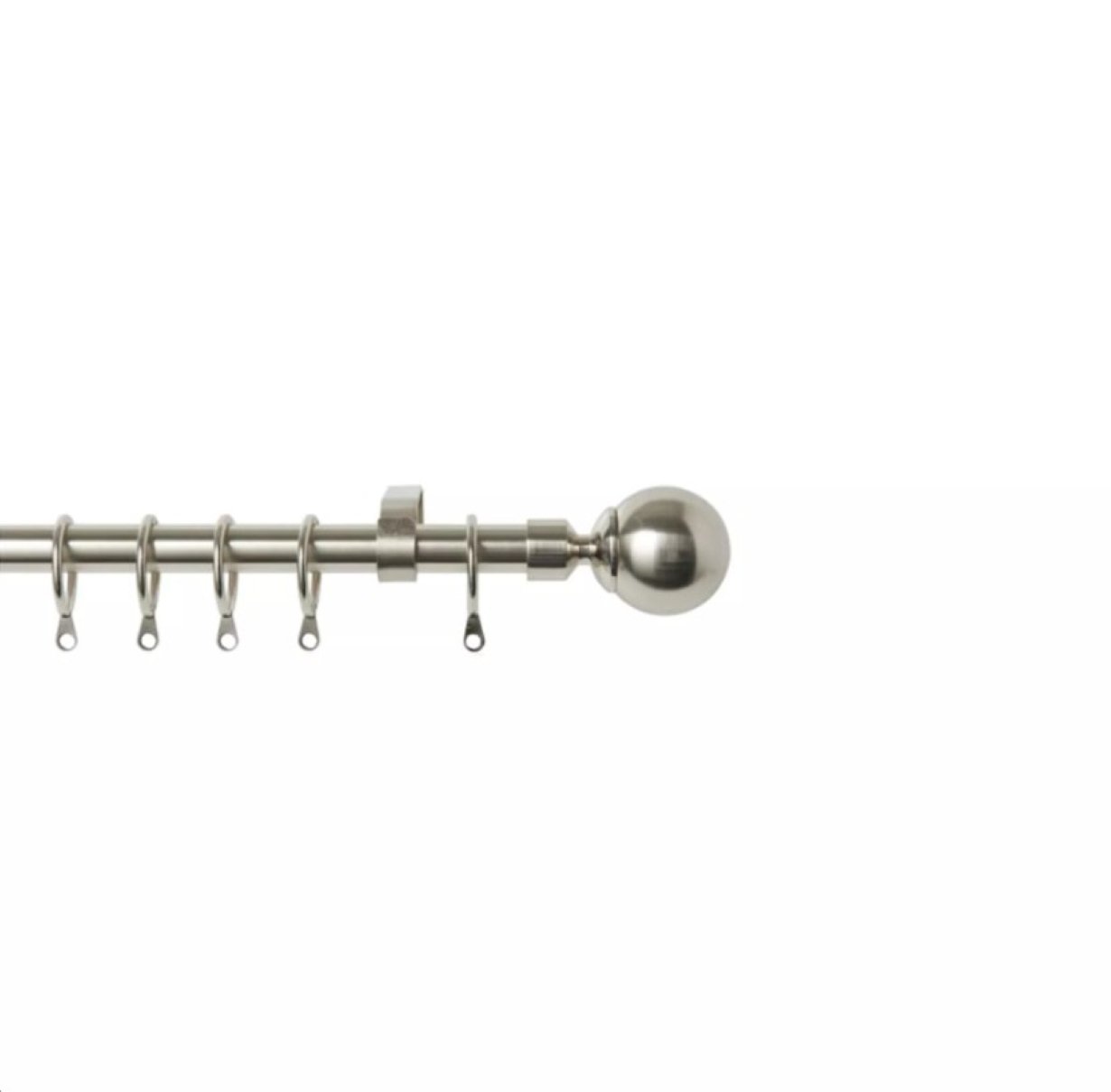 New Edge Blinds 16-19mm Silver Extendable Ball Curtain Pole - 125cm - 215cm