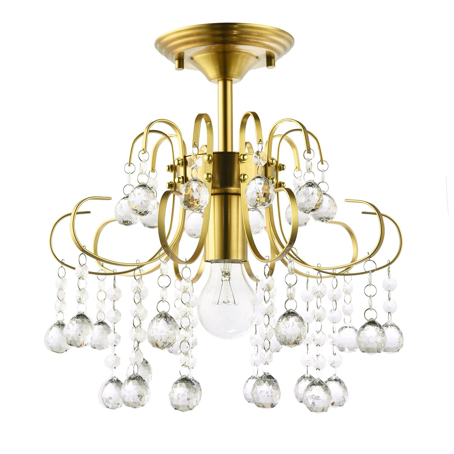Happy Homewares Waterfall Satin Gold with Clear Acrylic Ceiling Light - 32cm