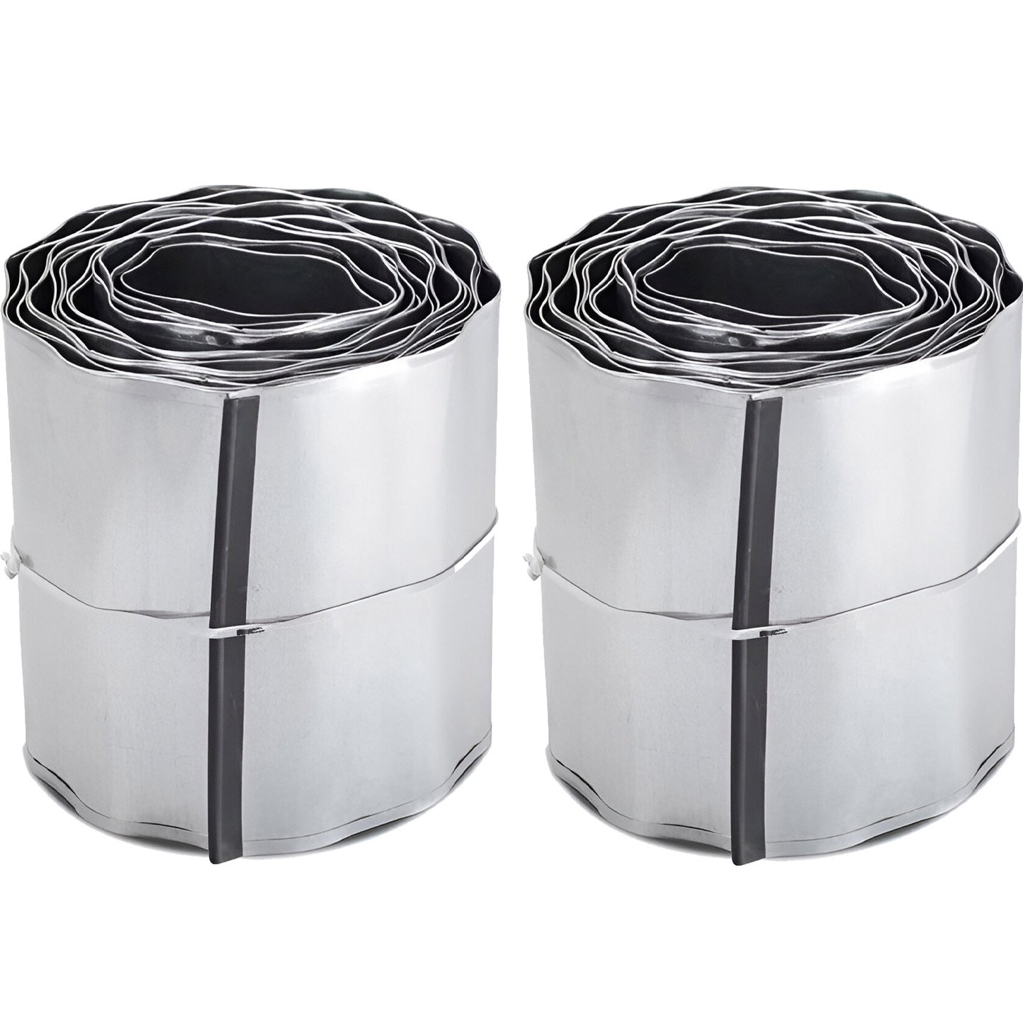 Primrose Galvanised Metal Corrugated Lawn Edge Border Edging Roll - Silver 10m