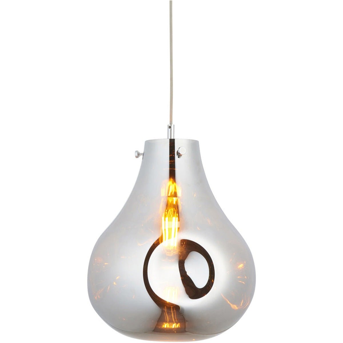 Loops Direct Glass and Steel Hanging Ceiling Pendant - Chrome