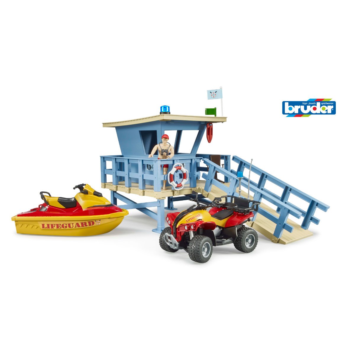 Bruder BWorld 1:16 Life Guard Station with Quad and PWC - Age 3+