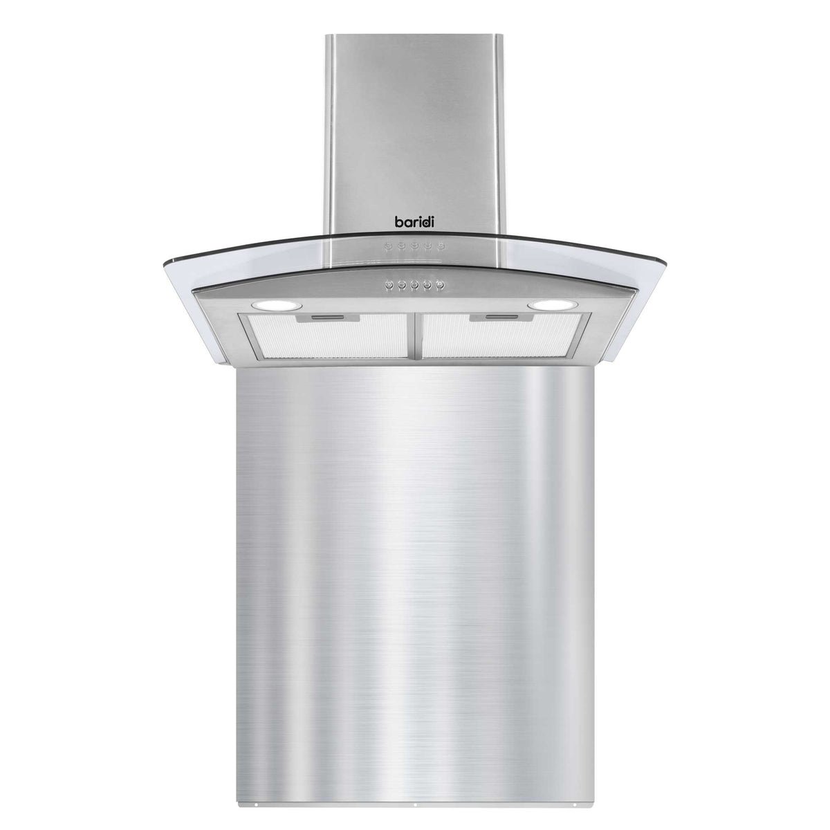 Baridi 60cm Curved Glass Cooker Hood and Splashback Set - Stainless Steel