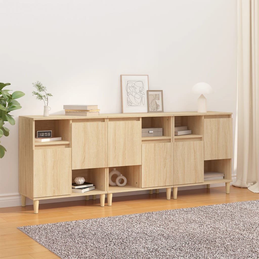 Walplus 3 Piece Engineered Wood 2 Doors Sideboard - Light Oak - 60 x 35 x 70 cm