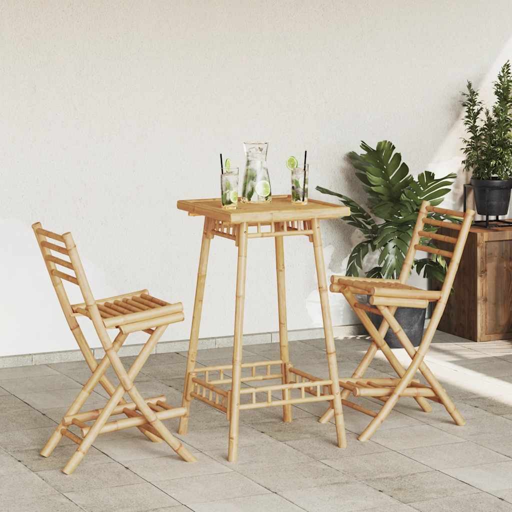 Walplus 2 Piece Bamboo Bar Stools with Footrests - Brown - 40 x 57.5 x 97 cm