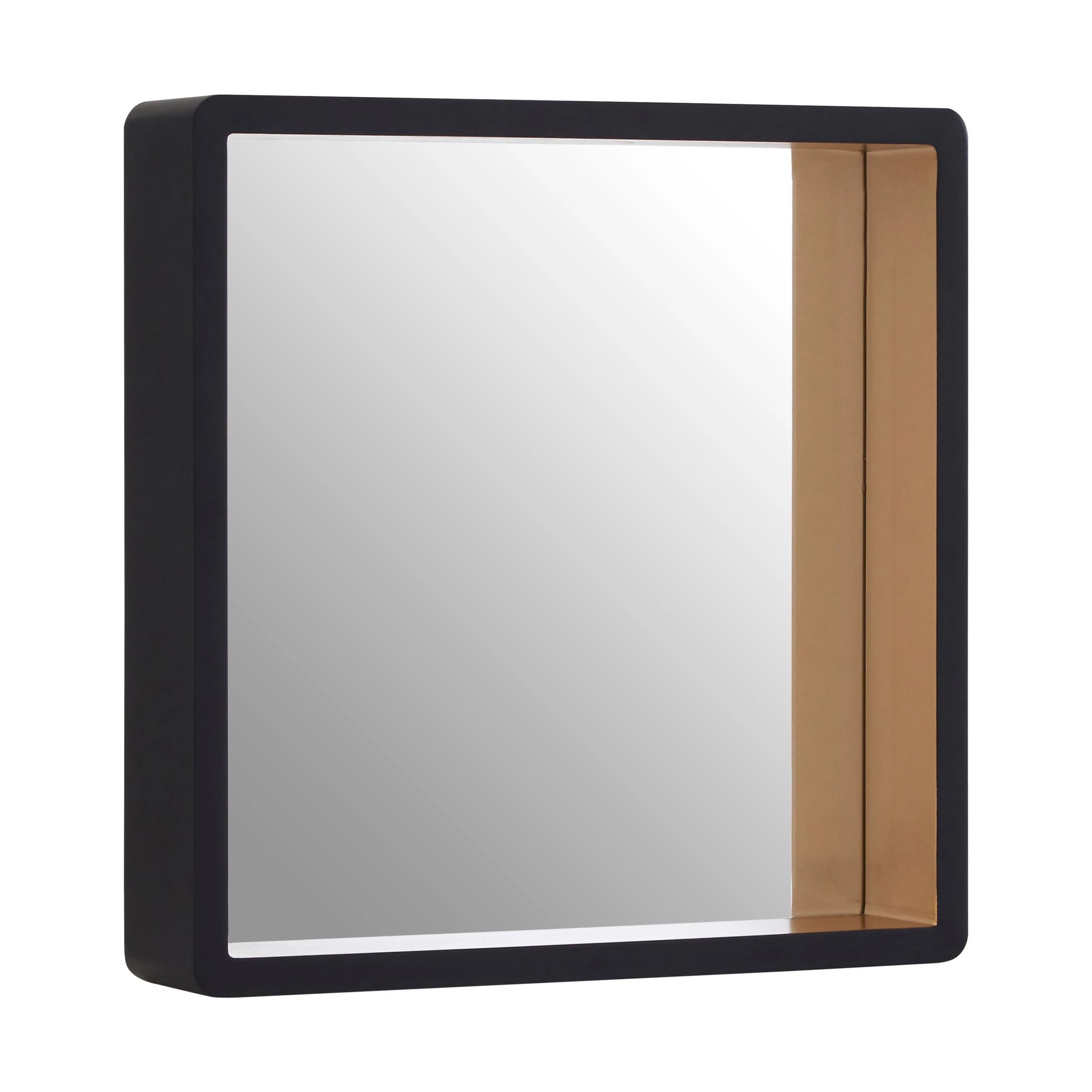 Orsina Bisha Small Wall Mirror with Gold Edge – Black
