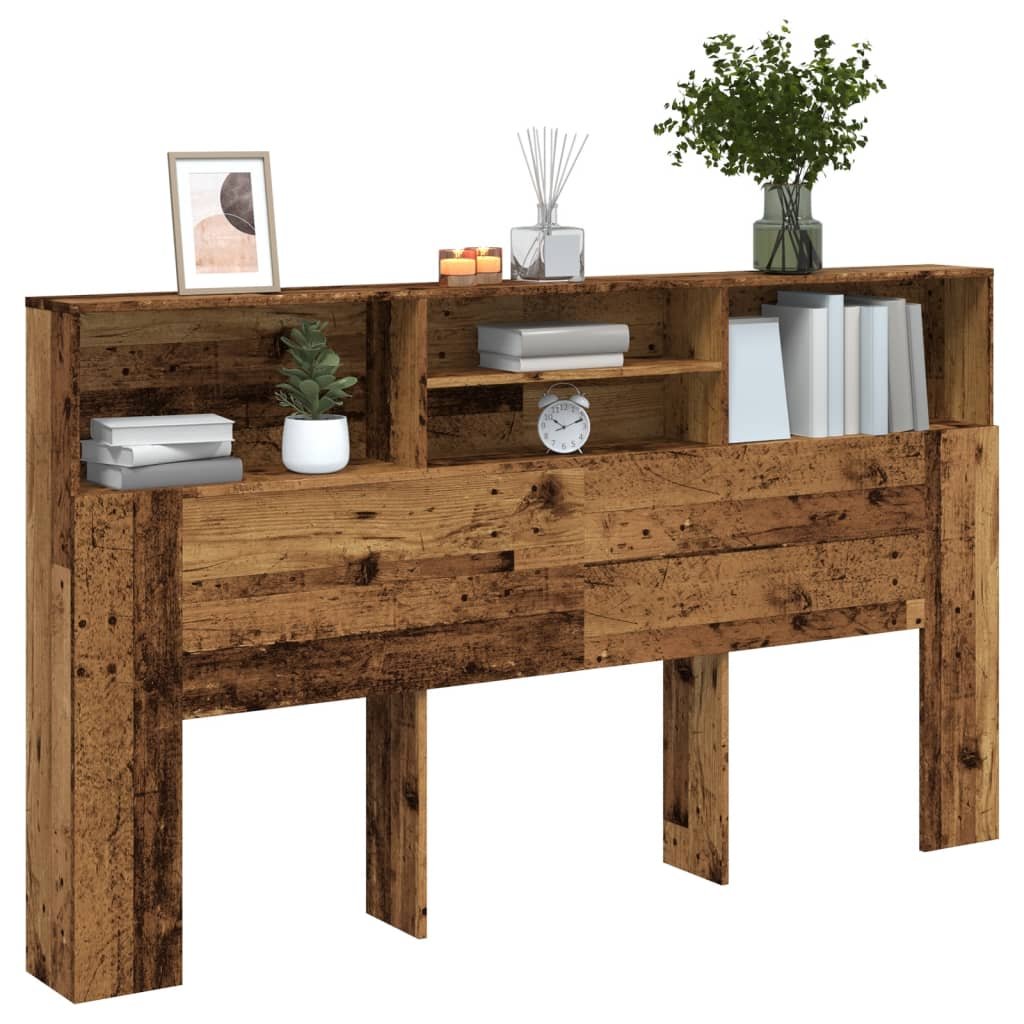 Walplus Engineered Wood Headboard Cabinet - Dark Wood - 180 x 19 x 103.5 cm
