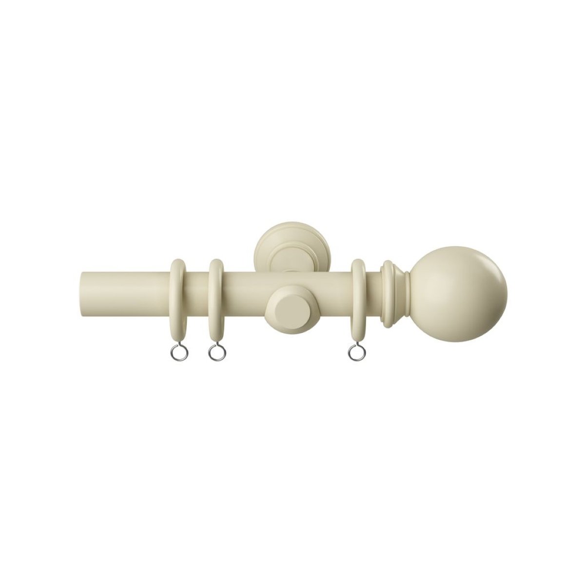 New Edge Blinds 28mm Cream Premium Wooden Curtain Poles Set - 95cm