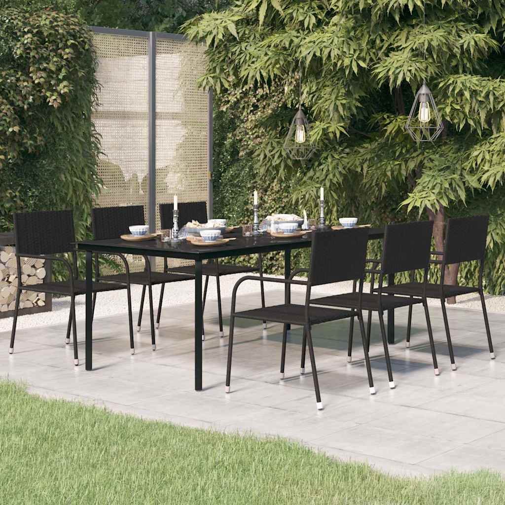 Walplus Steel Garden Dining Table - Black - 200 x 100 x 74 cm