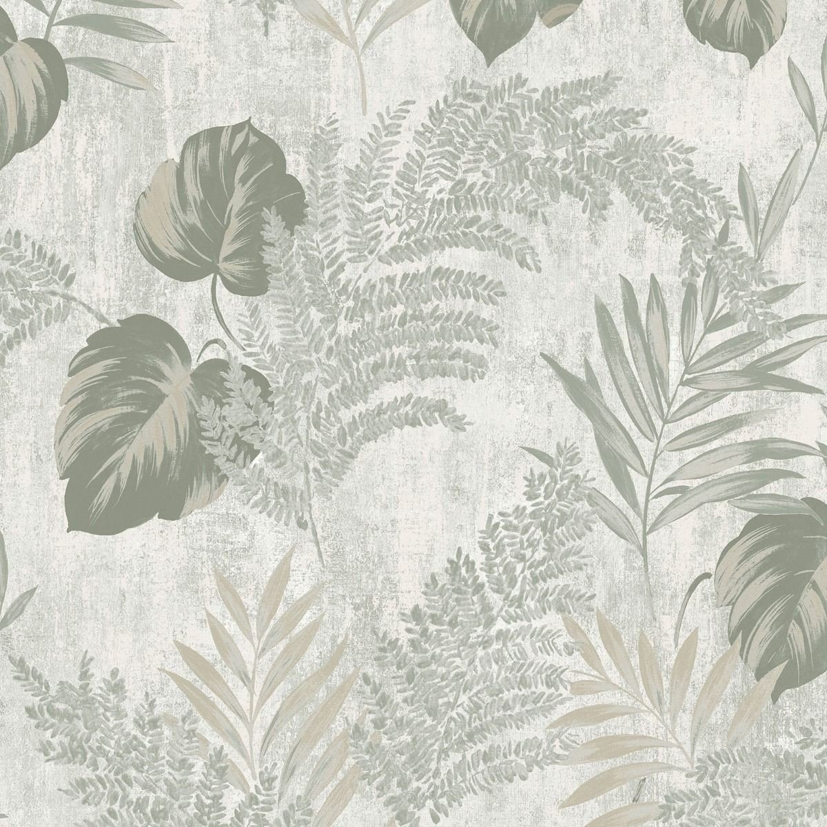 Muriva Phelan Leaf Vinyl Textured Wallpaper - Green