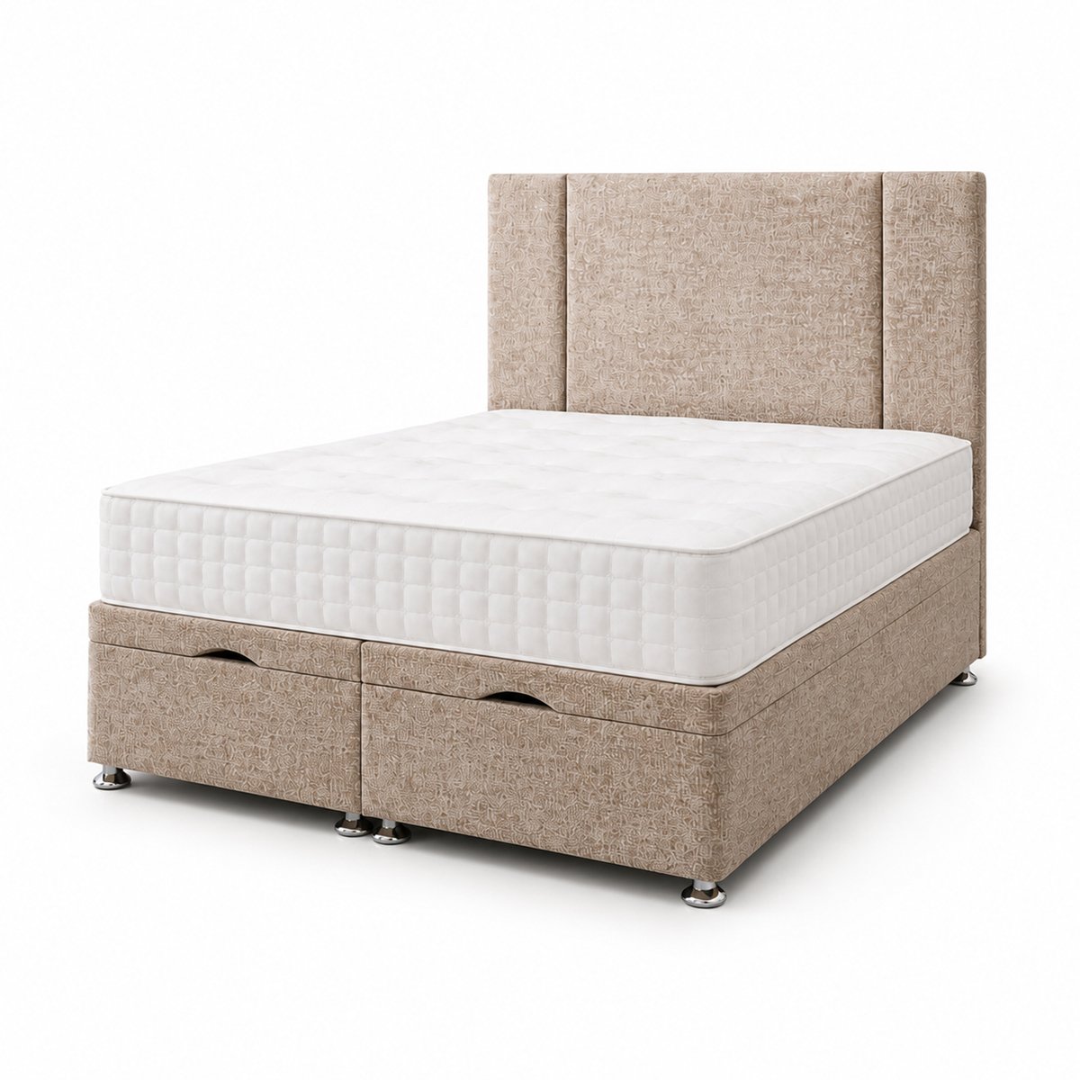 Comfy Deluxe Naples  5ft King Size Ottoman End Lift  Bed Set - Beige