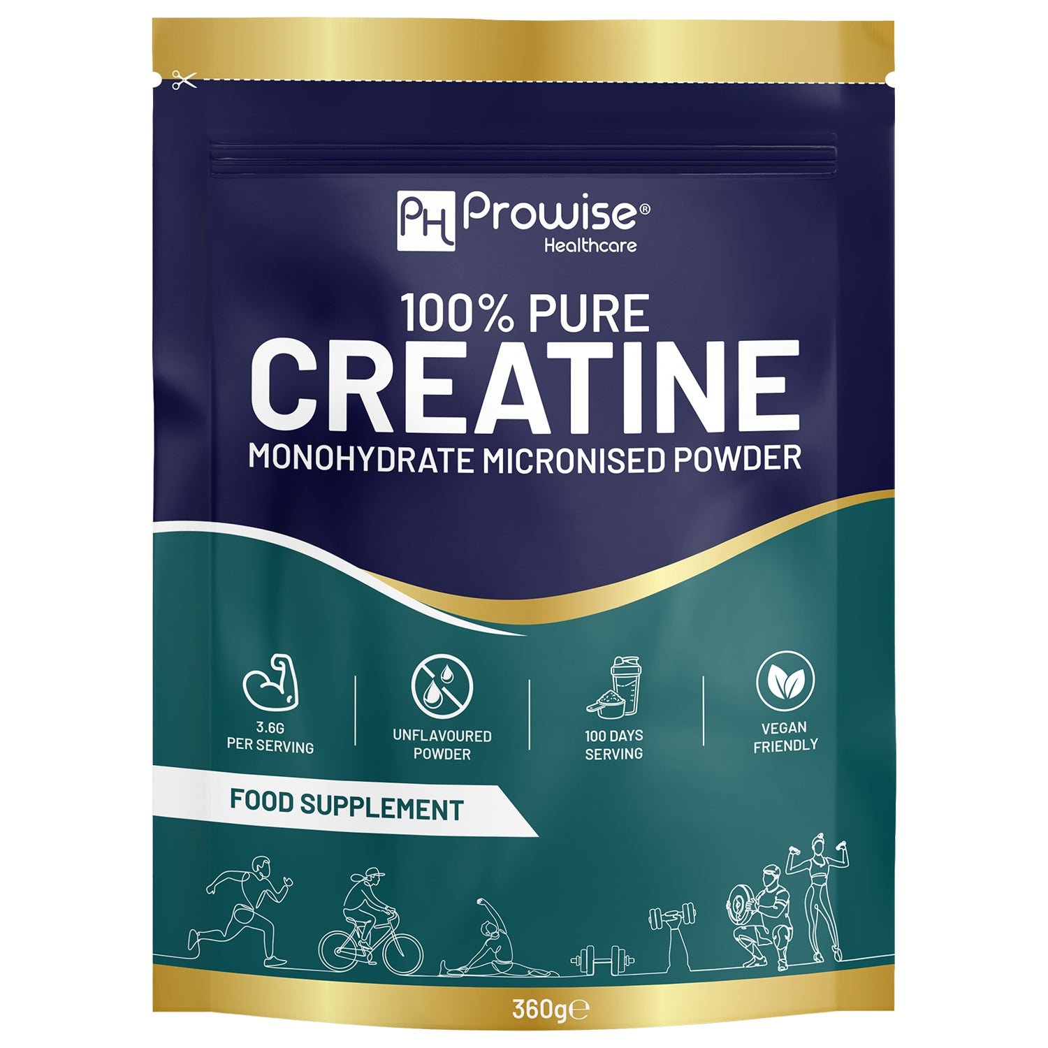 Prowise Vegan 3.6g Creatine Monohydrate Powder - 100 Serving