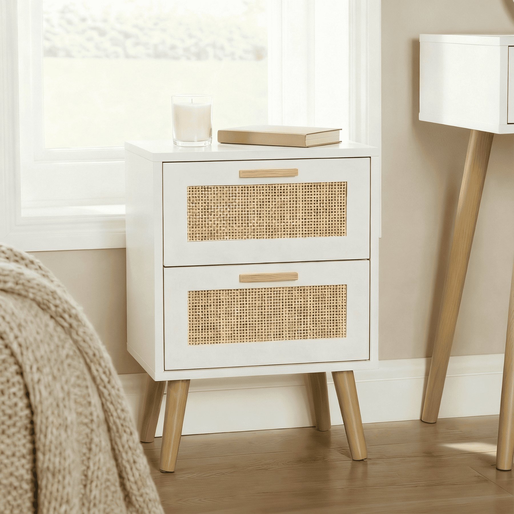 Home Source Astbury 2 Drawer Bedside Table - White