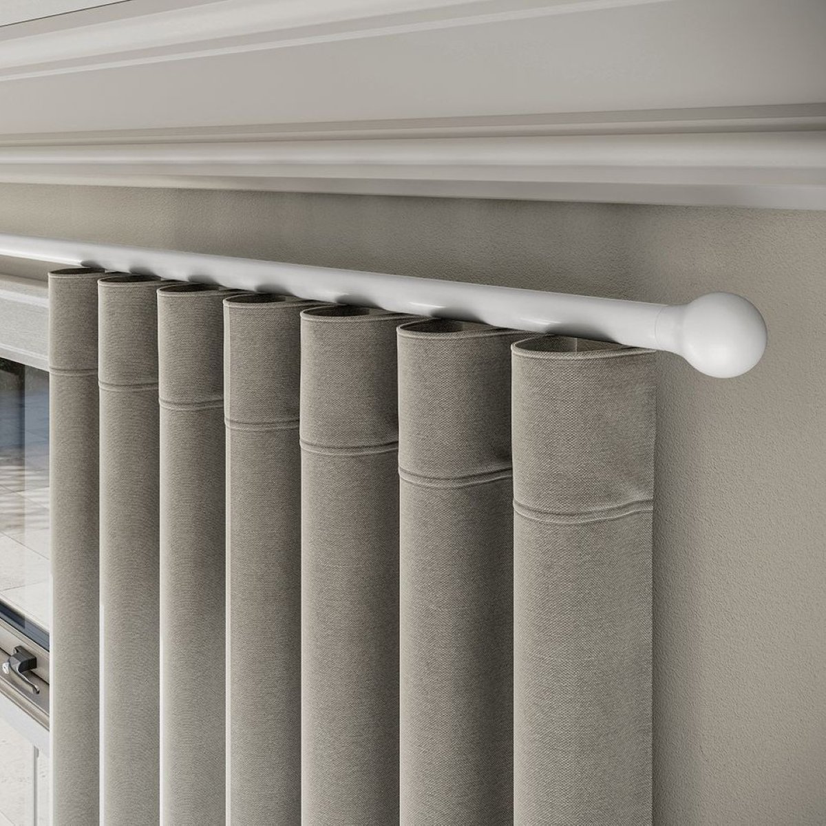 New Edge Blinds 28mm White Styleline Gliding Curtain Pole with Ball End - 470cm
