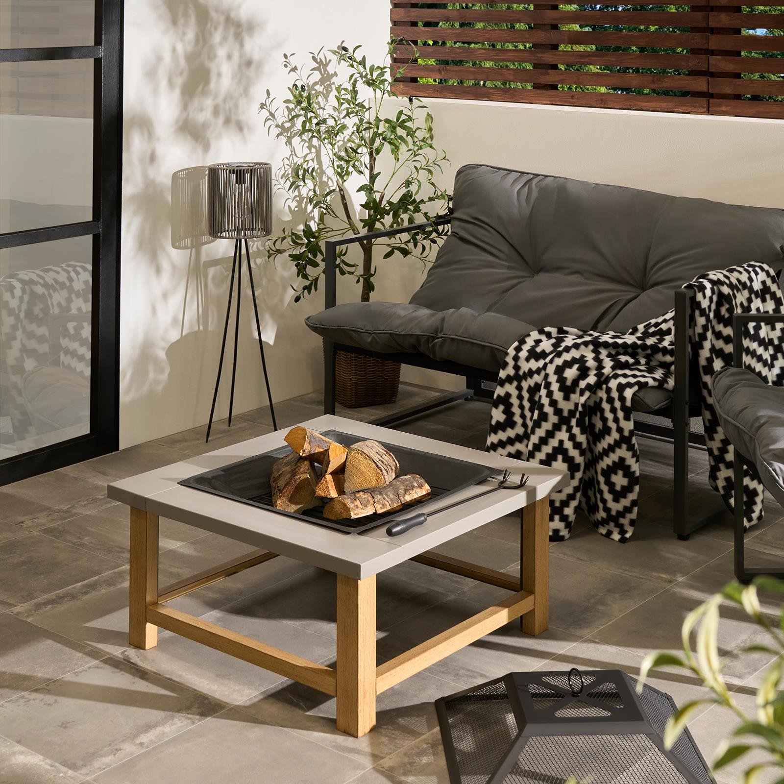 OHS Garden Outdoor Firepit Table with Cover Poker