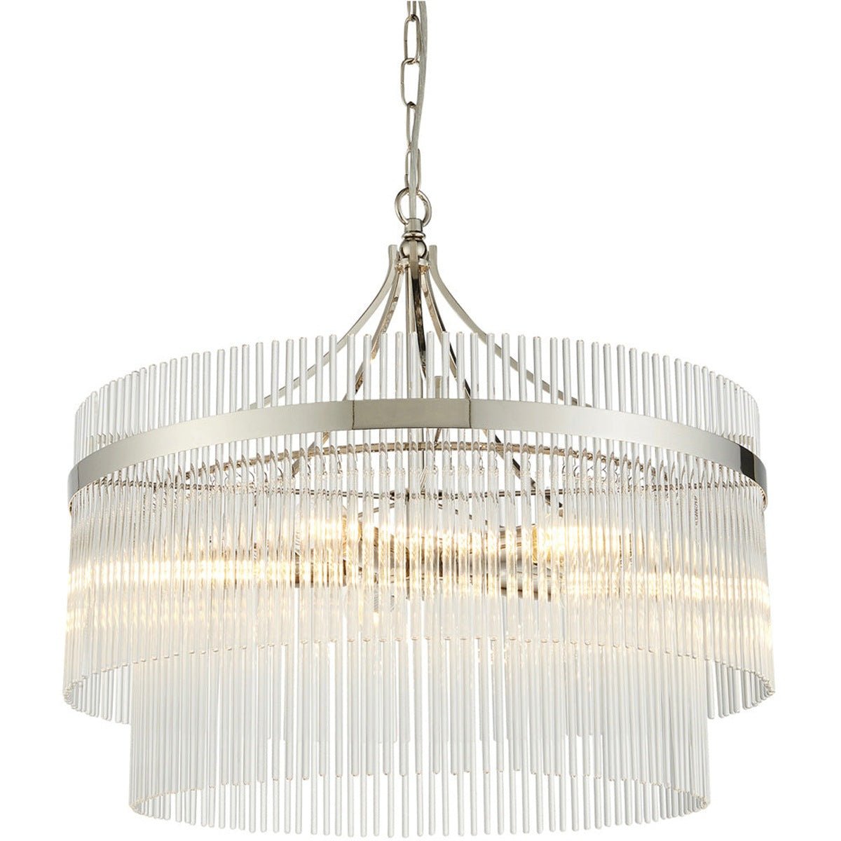 Loops Direct Metal and Glass Pendant Light - Bright Nickel