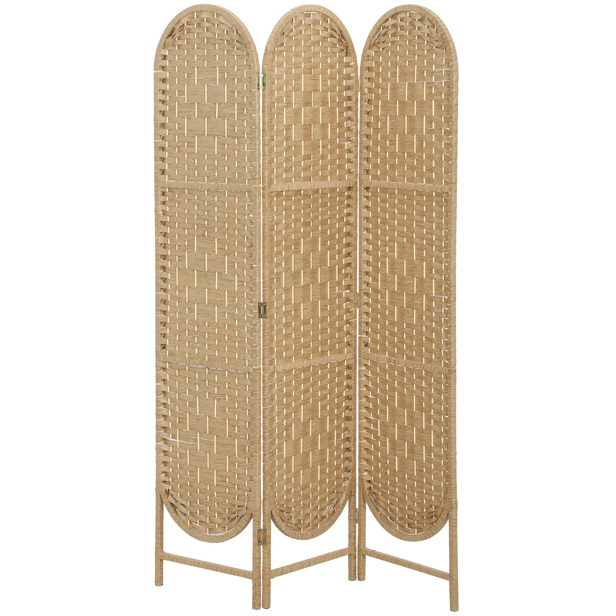 HOMCOM 3 Panel Folding 120 x 170cm Paper Rope Room Divider – Natural