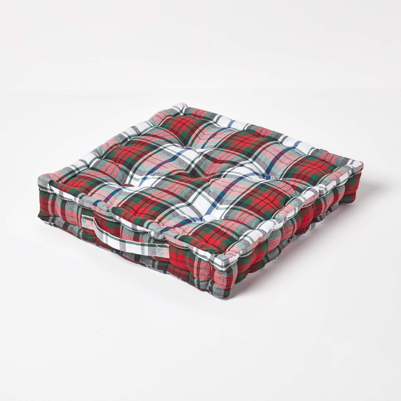 Homescapes Macduff Cotton Tartan Floor Cushion - 40 x 40 cm