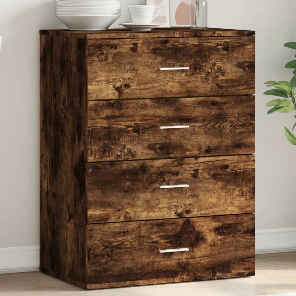 Walplus Engineered Wood Sideboard - Dark Oak - 60 x 39 x 80 cm