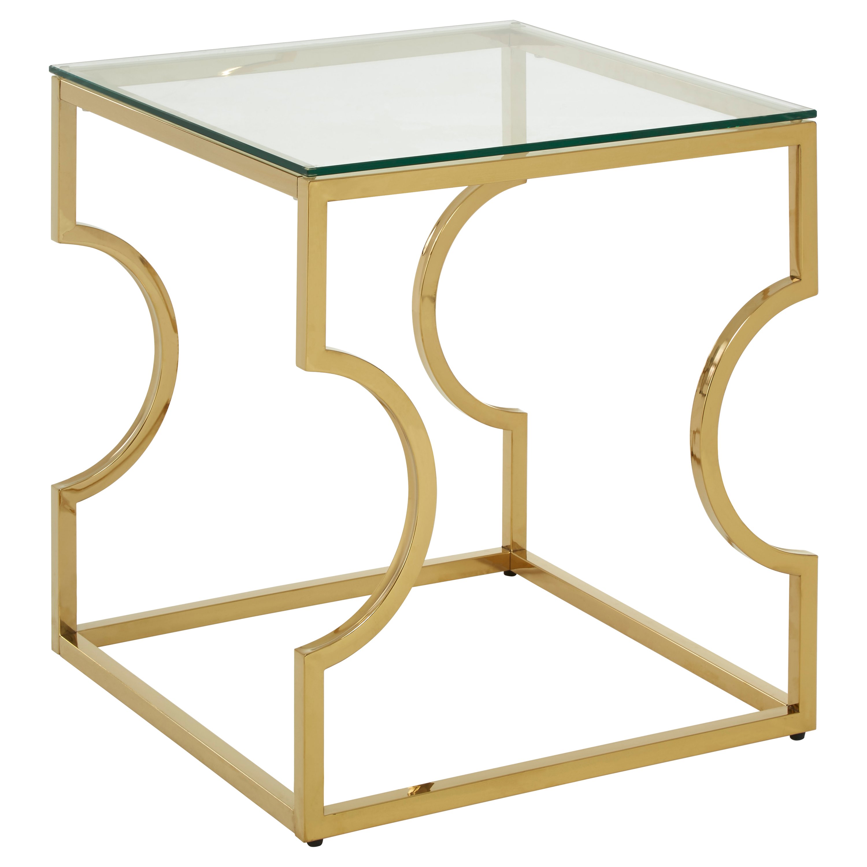 Orsina Allure Curved Frame End Table – Clear & Gold