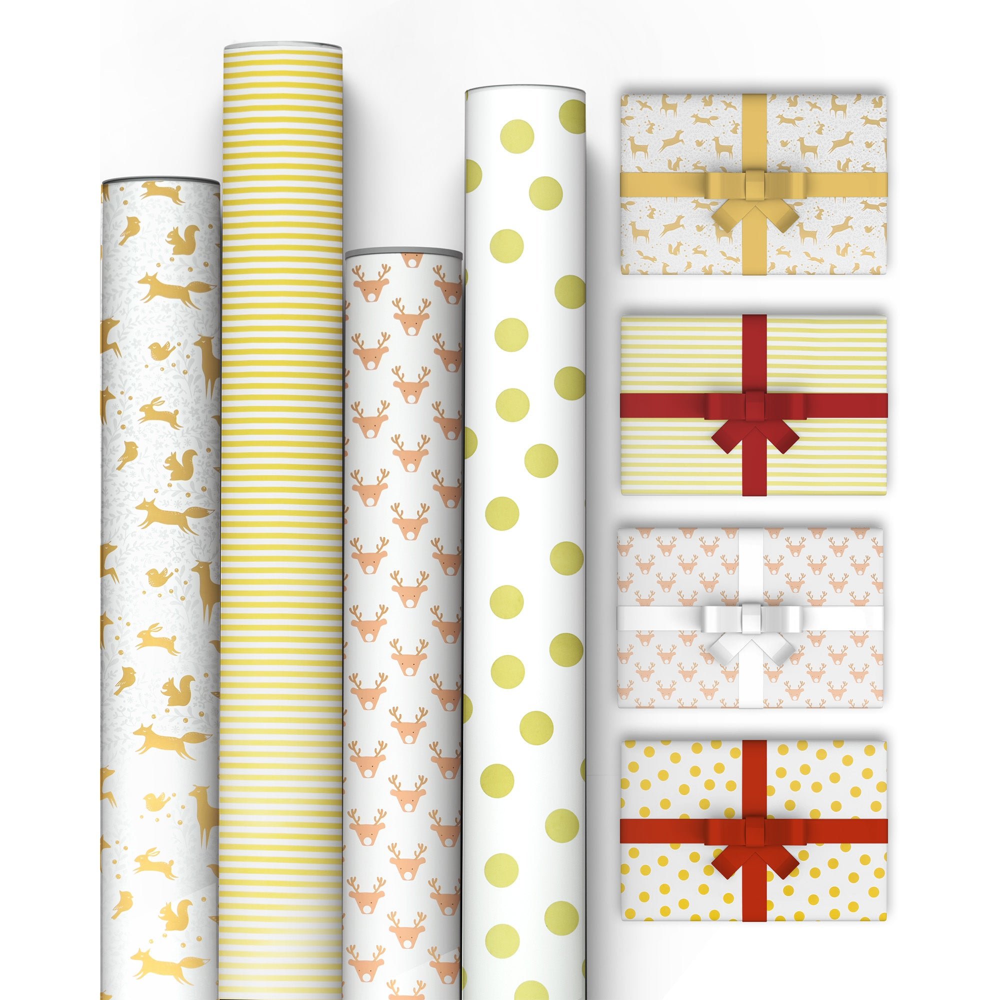 Kraft & Co Pack of 4 69cm x 8m Christmas Wrapping Paper Rolls - Pure