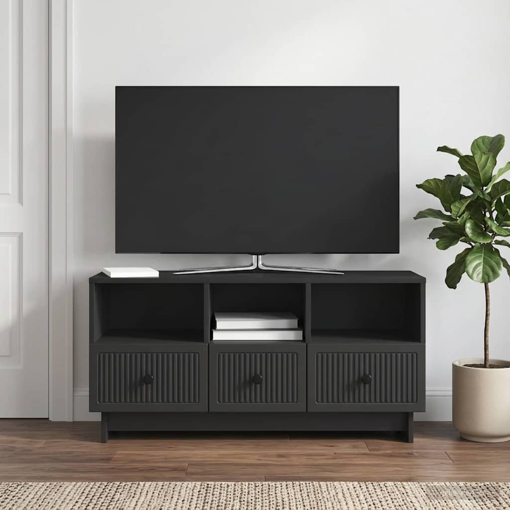 Walplus Engineered Wood TV Cabinet with Drawers - Black - 102 x 34.5 x 50 cm