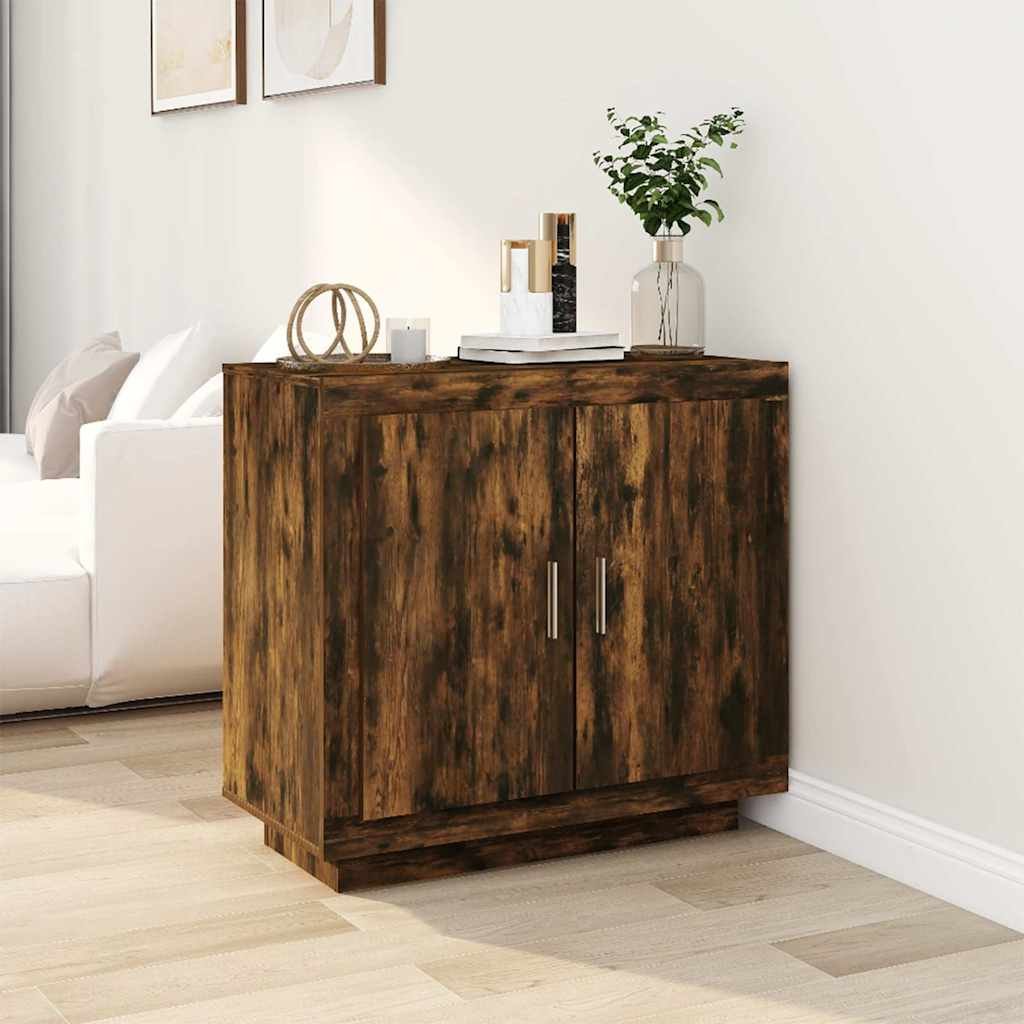 Walplus Engineered Wood Buffet Sideboard - Smoked Oak - 80 x 40 x 75 cm
