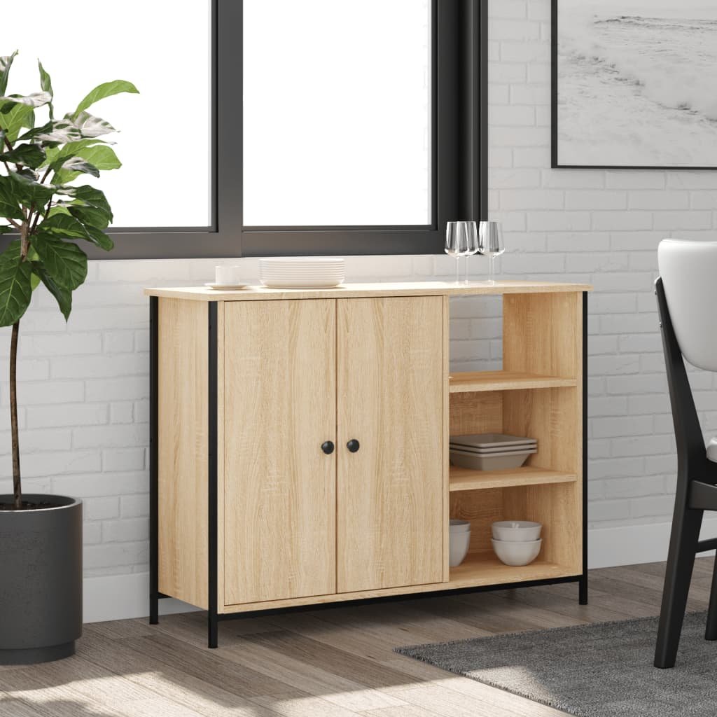 Walplus Engineered Wood Sideboard - Sonoma Oak - 100 x 33 x 75 cm