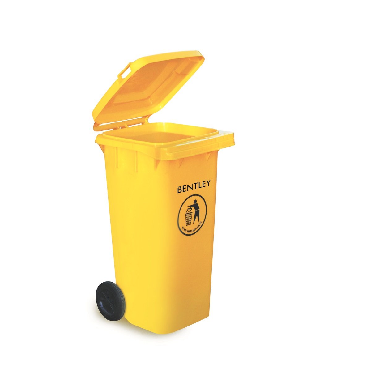 Charles Bentley 120L Outdoor Household Waste Medium Rubbish Wheelie Bin - Yellow