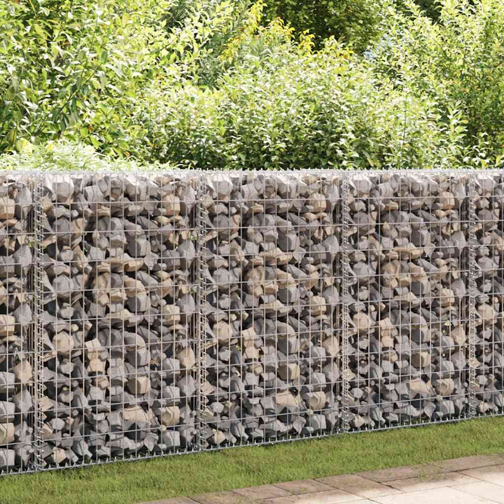 Walplus Galvanised Steel Gabion Wall with Covers - Silver - 600 x 30 x 100 cm