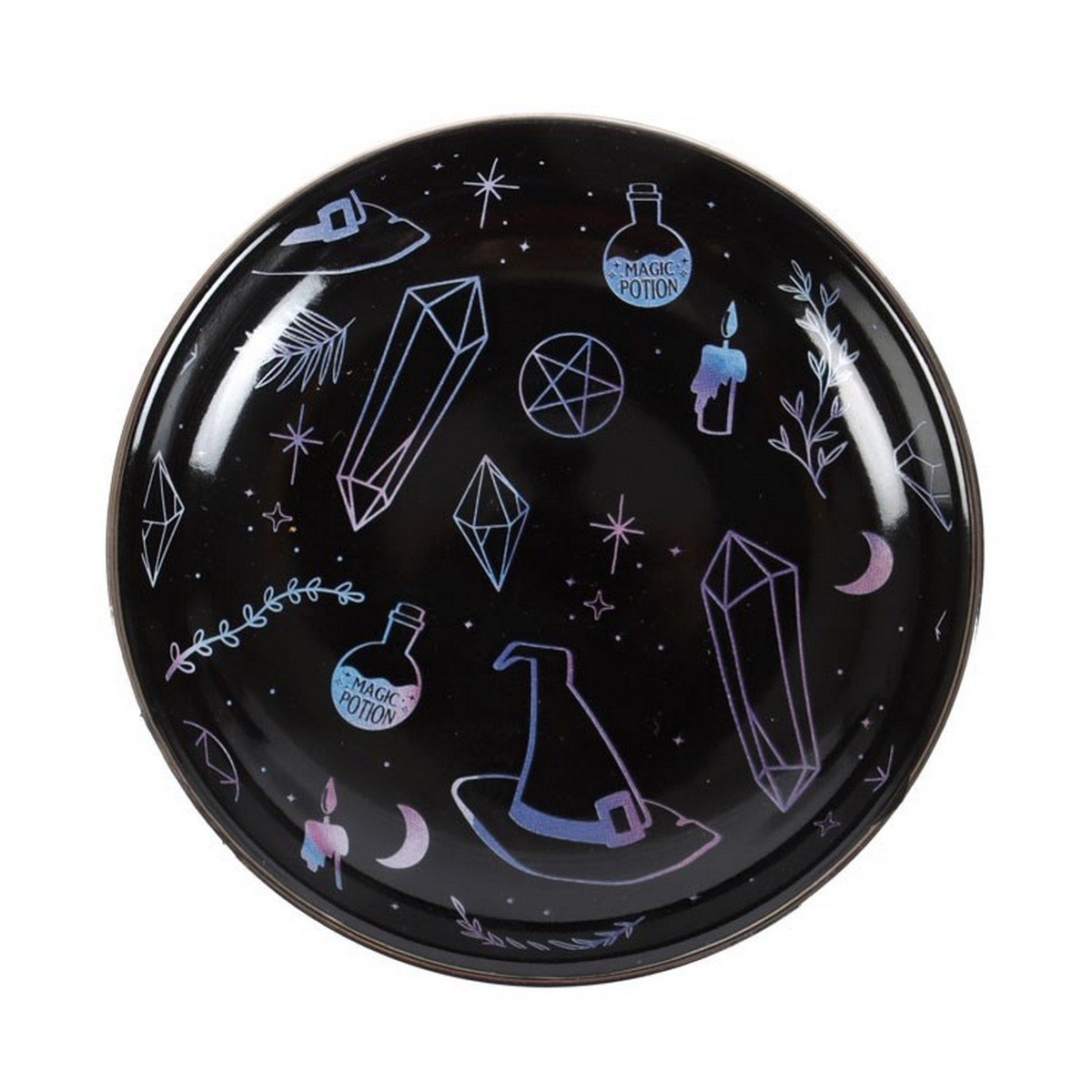 Something Different Crystal Witch Print Trinket Dish - Black & Blue