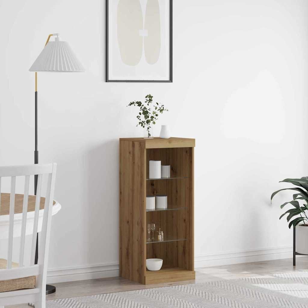Walplus Engineered Wood LED 3 Shelf Sideboard - Oak - 41 x 37 x 100 cm