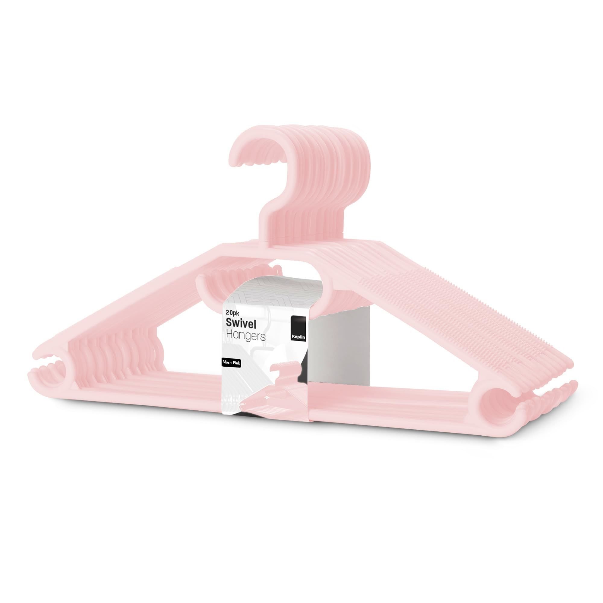 Keplin Blush Pink Space Saving Swivel Hook Hangers - Pack of 20