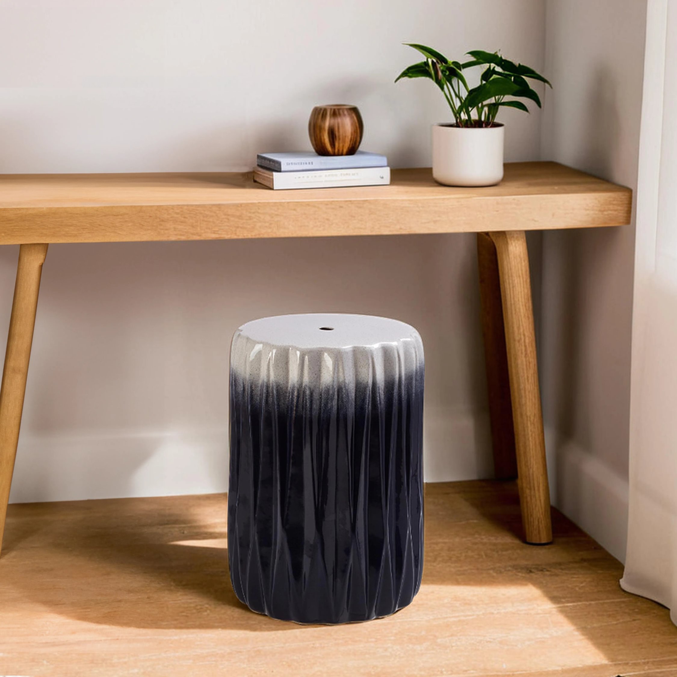 Orsina Textured Ceramic Side Table - Blue