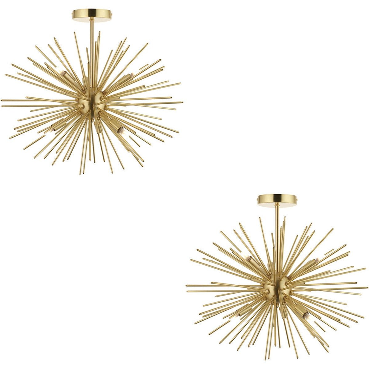 Loops Direct Set of 2 Aluminium Semi Flush Multi-Arm Light - Satin Brass