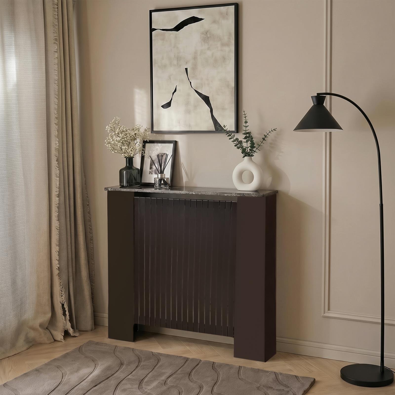 OHS Ribbed Radiator Cover - Dark Brown/Marble - Small