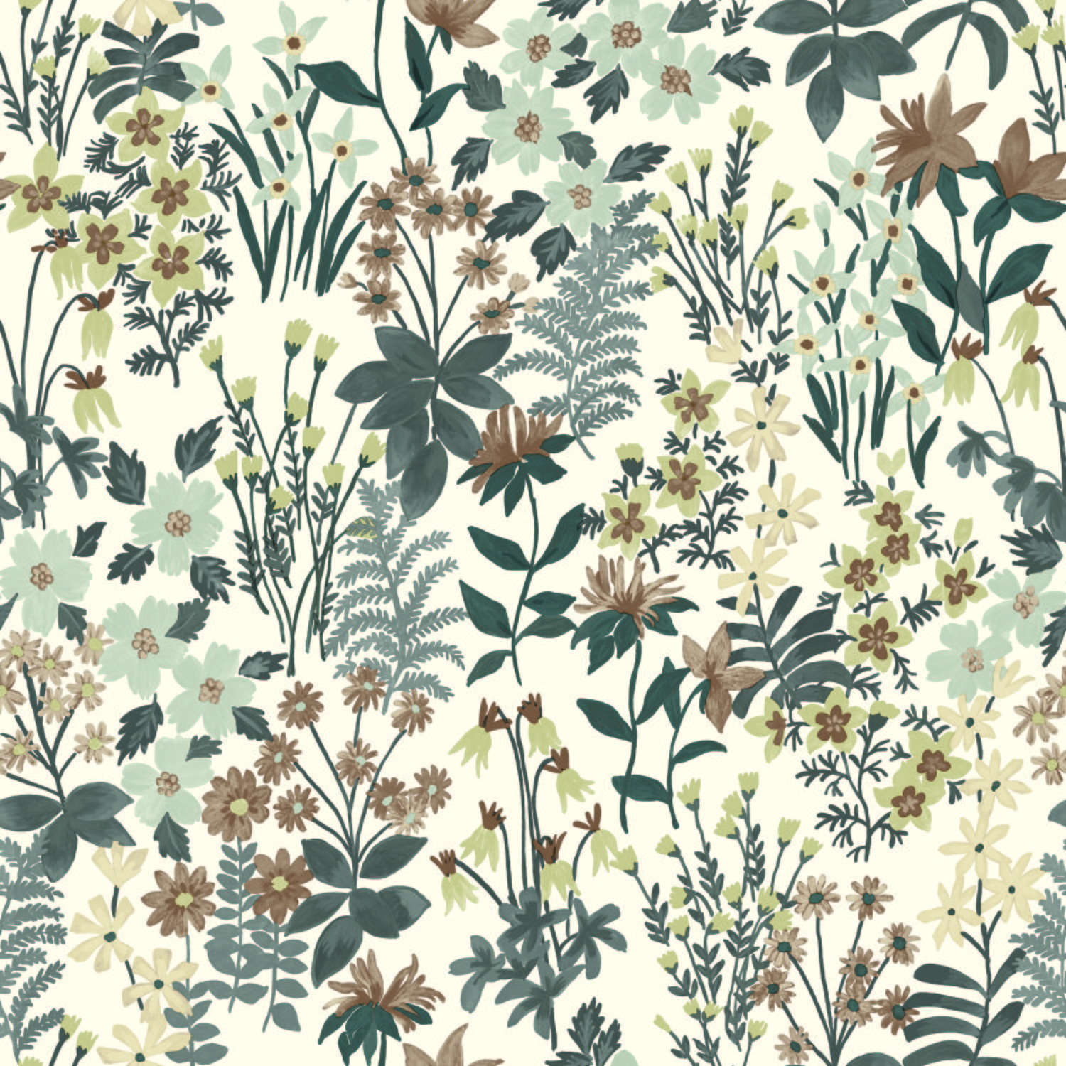 Grandeco Ditsy Floral Agnala Textured Wallpaper - Coco Beige