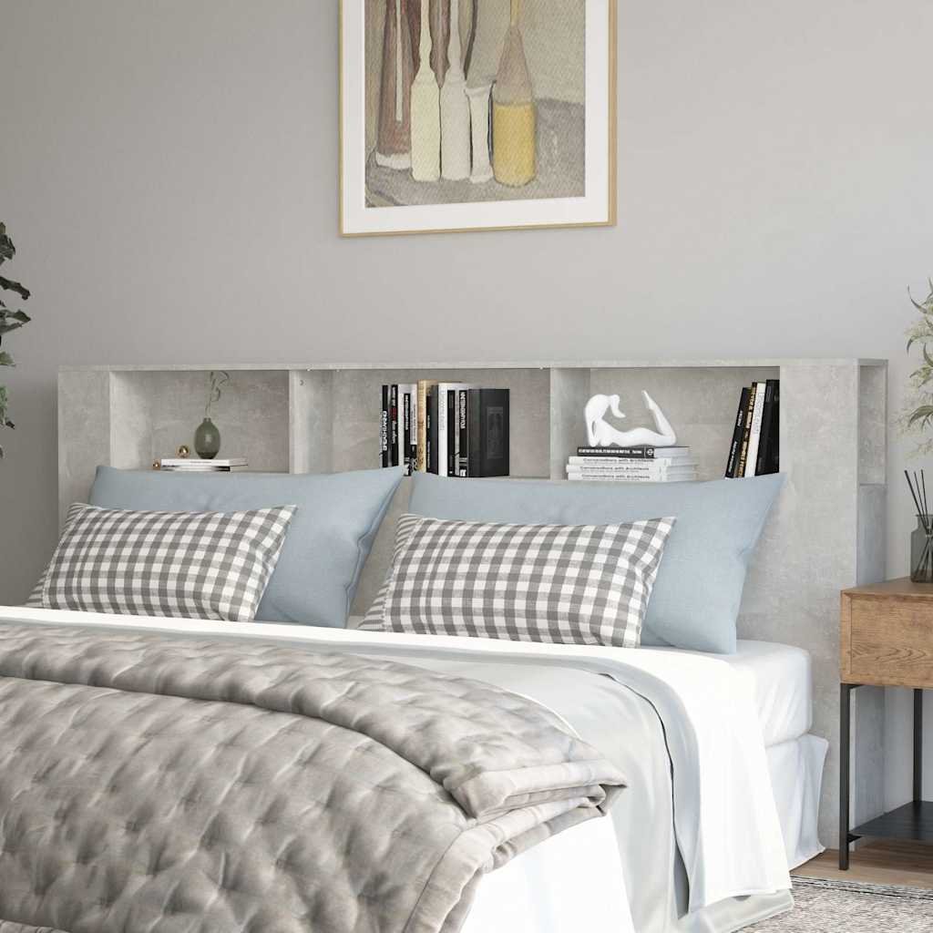 Walplus Wood Headboard Cabinet - Granite Grey - 220 x 18.5 x 104.5 cm