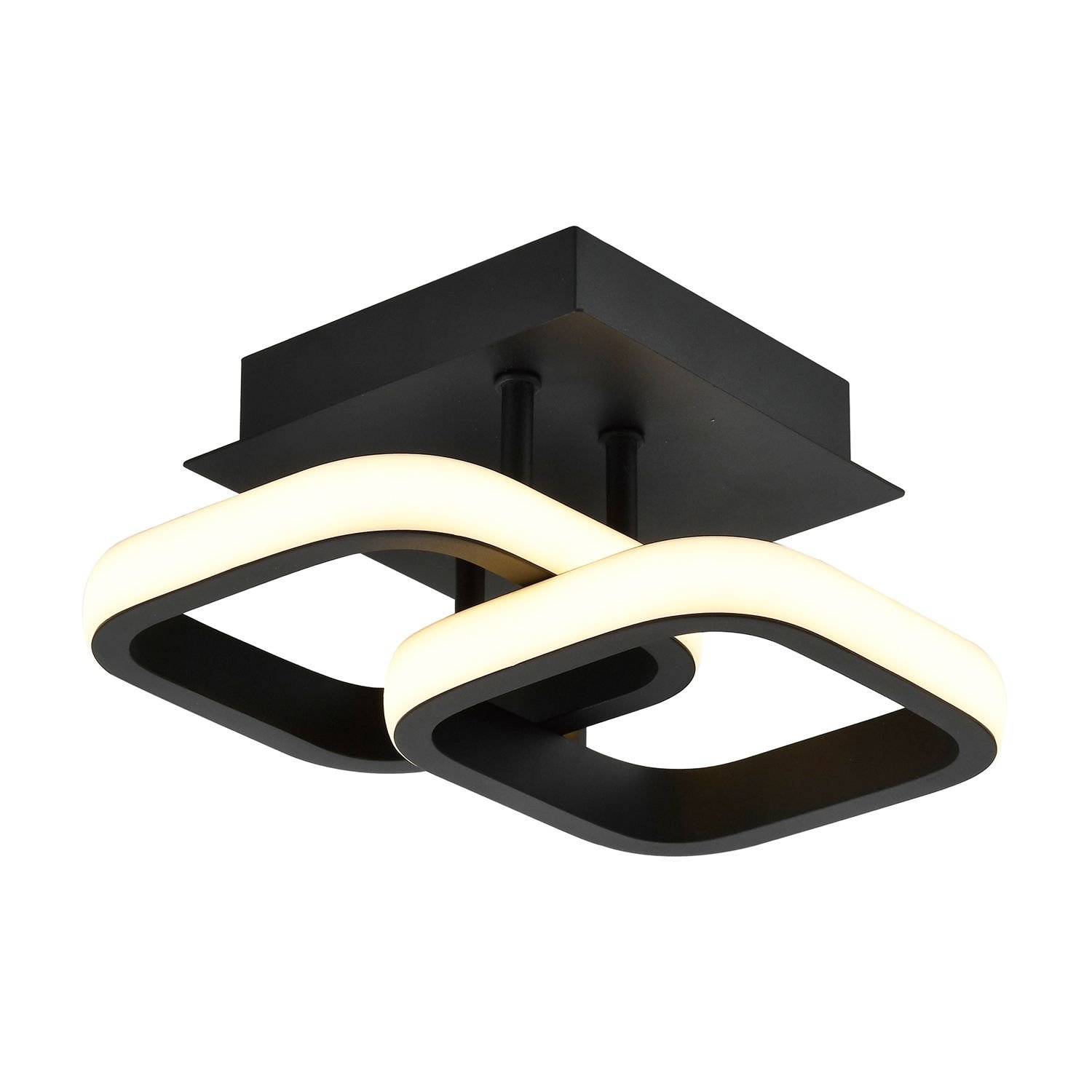 Happy Homewares Black Compact Double Head LED in Matt Black Ceiling Light - 24cm