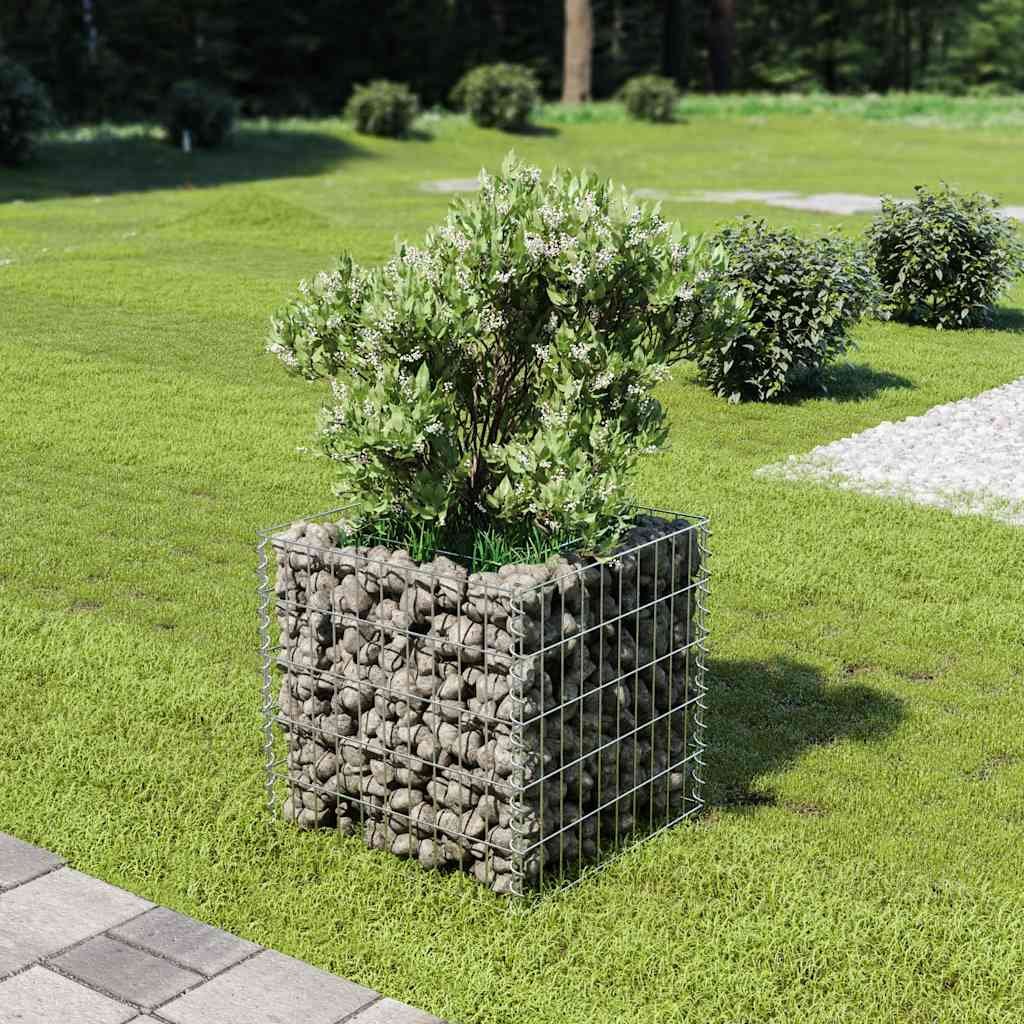 Walplus Galvanised Steel Gabion Raised Bed - Silver - 50 x 50 x 50 cm