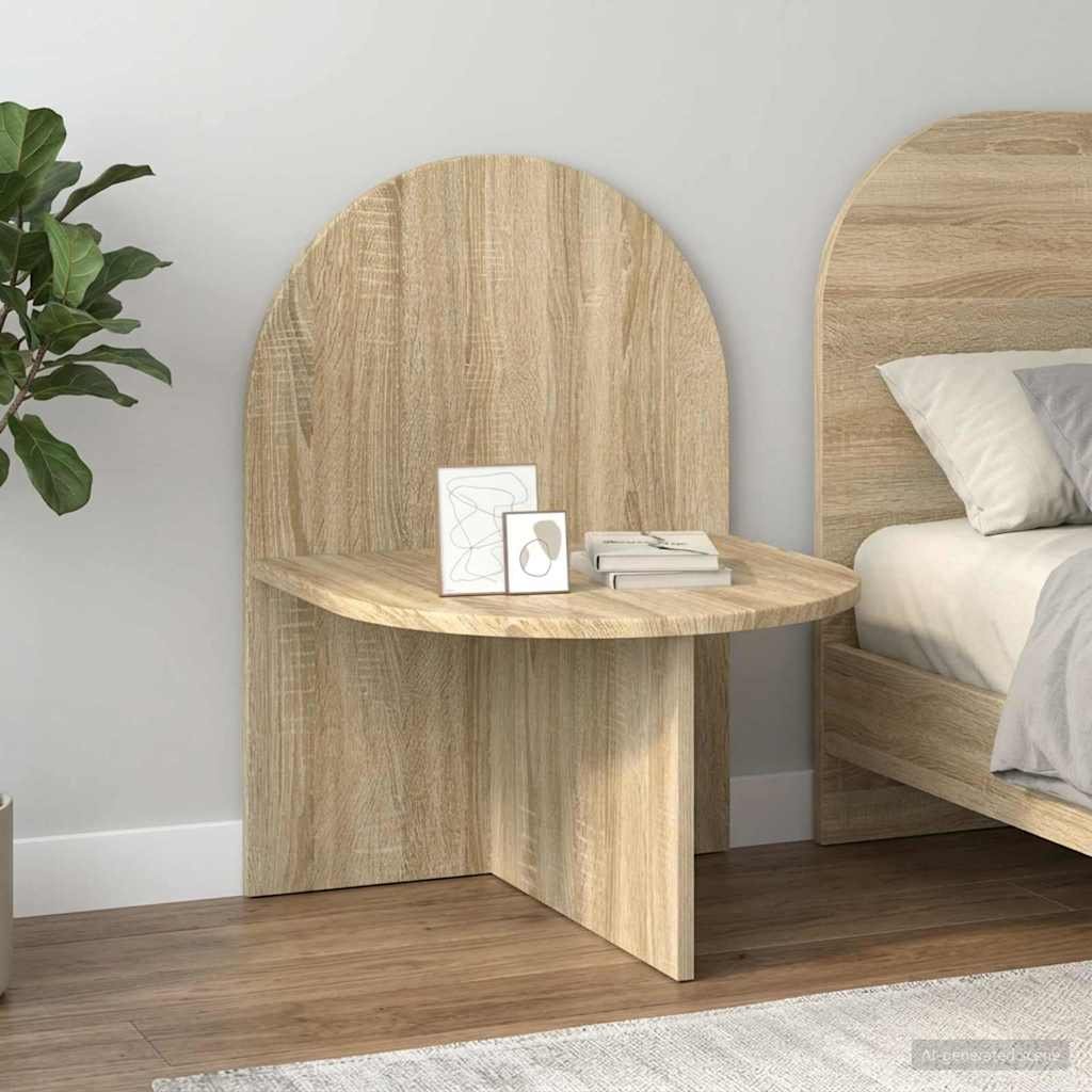 Walplus Engineered Wood Bedside Table - Sonoma Oak - 48 x 49 x 65 cm