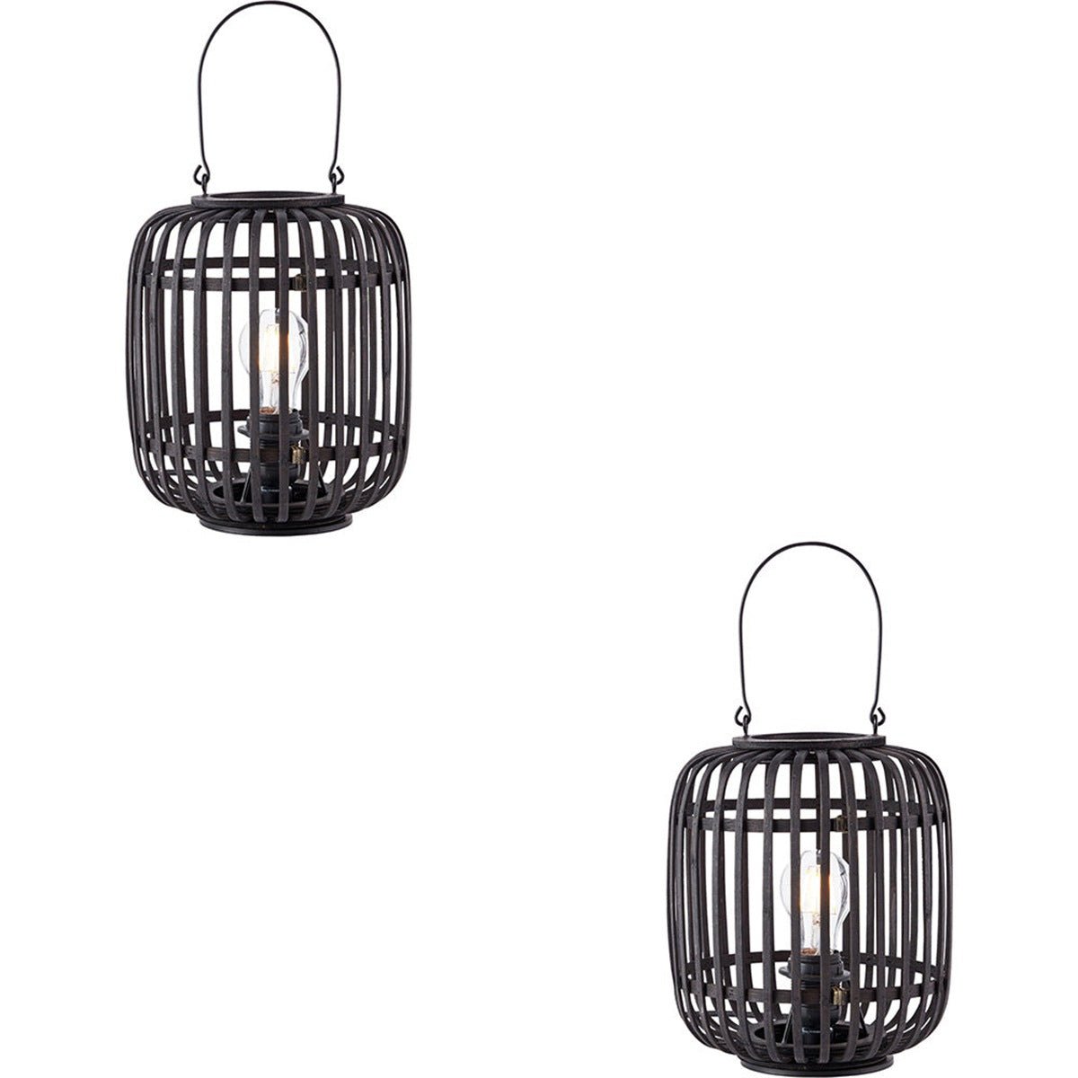 Loops Direct Pack of 2 Bamboo Table Lamp - Dark Bamboo and Matt Black